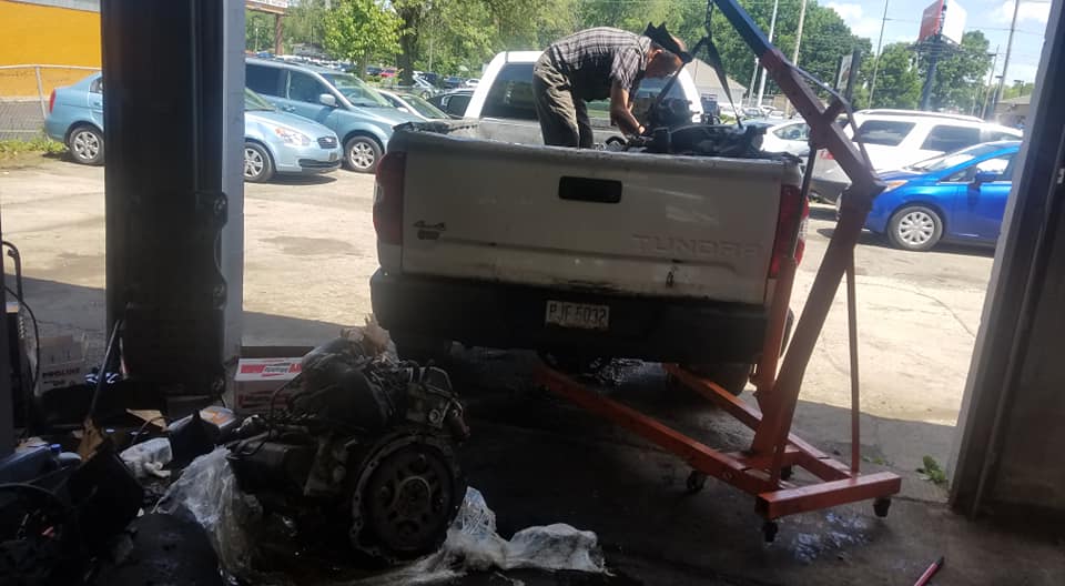 Transmission work being performed